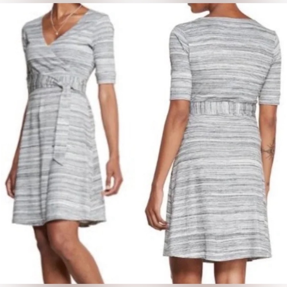 Toad&Co Striped Gray Midi Dress